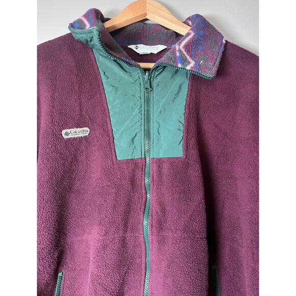 VTG Columbia Fleece Jacket Mens XL Purple Teal 90s Colorblock Y2K Retro USA Made - Picture 9 of 10